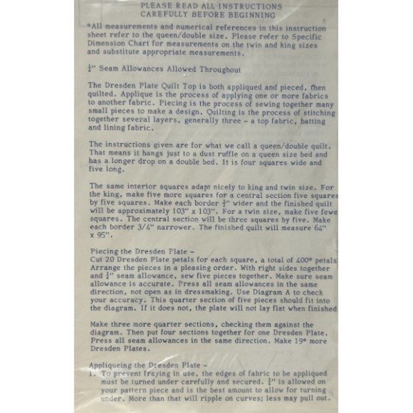 Vintage ©1978 - Yours Truly Quilts - Dresden Plate Quilt And Pillow Pattern - Picture 2 of 2